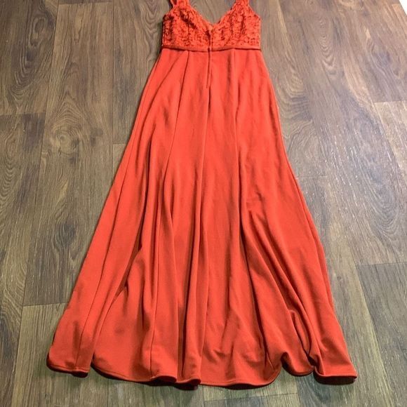 David’s bridal formal long dress burnt orange lace maxi dress. Fall dance - Picture 4 of 7